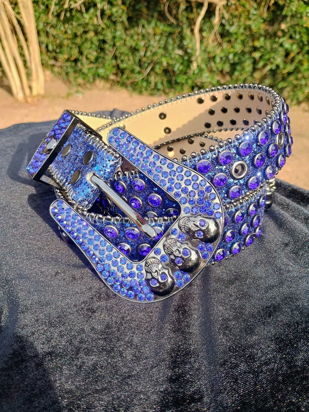 Embellished Purple Crystal Women’s Fashion Belt with Decorative Buckle